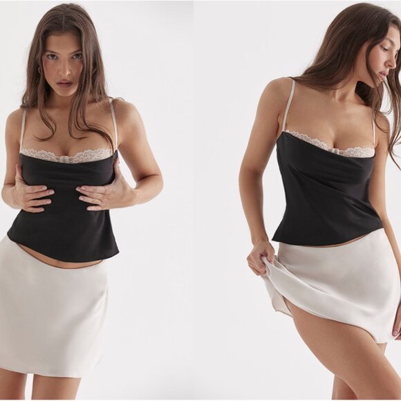 HOUSE OF CB 'Eli' Black & Off White Underwired Top NWOT - Picture 2 of 4